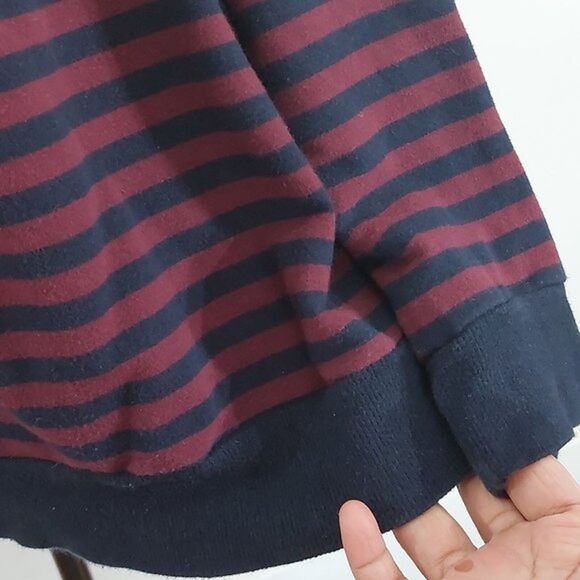 Lane Bryant Navy Burgundy Striped Cold Shoulder Long Sleeve Sweater Size 18 /20 - Picture 6 of 10